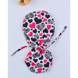 Valentine's day Ponytail scrub cap, Surgical cap women. Surgical cap with ponytail, Scrub caps for women, surgery cap, 3 STYLE scrub cap.