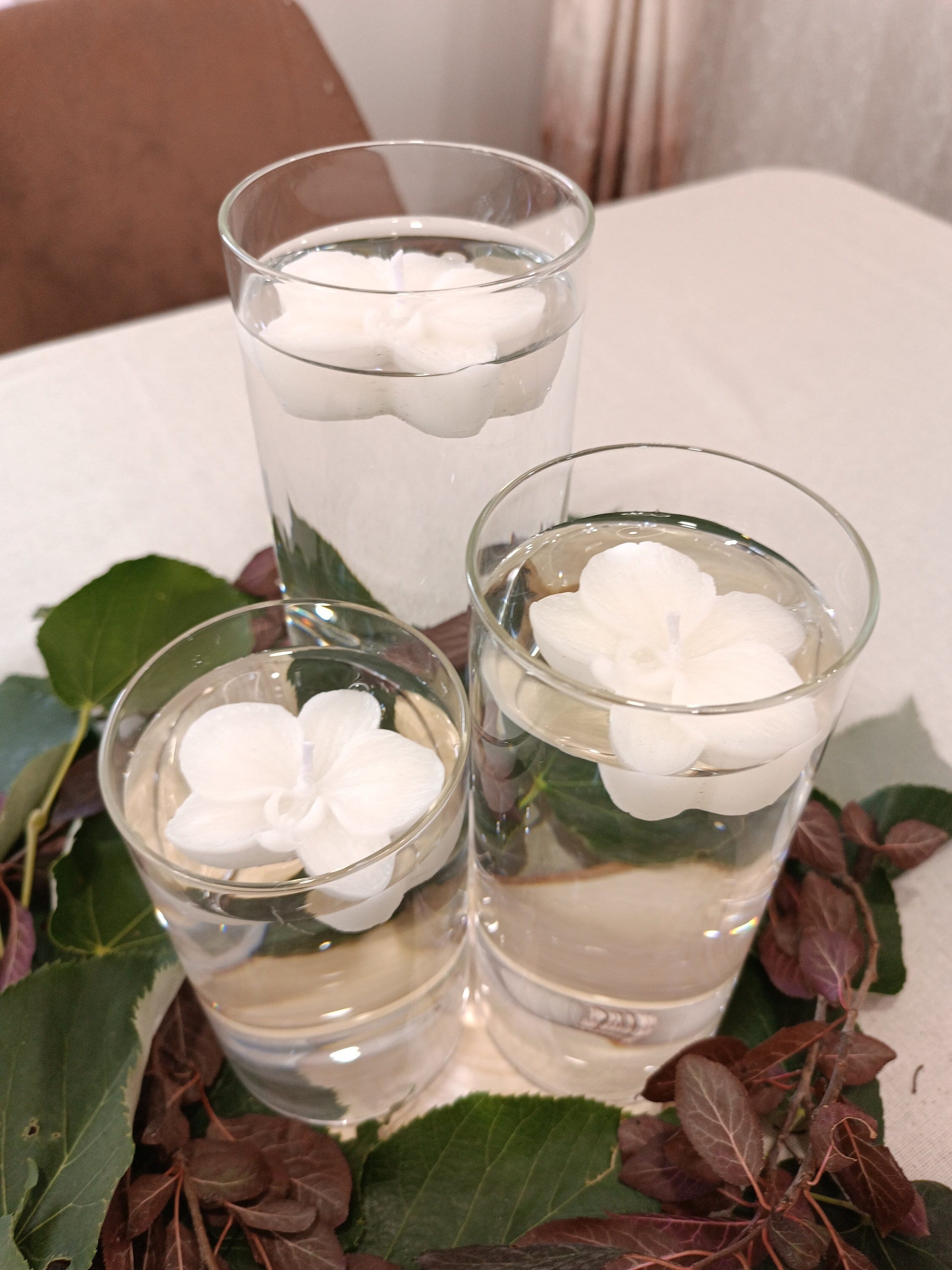 24 pcs Orchid Floating Candles for Wedding Centerpiece Table Decor, Christmas Centerpiece, Thanksgiving Table Decor, Romantic Centerpiece