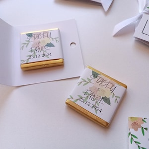 Personalized Wedding Chocolate Favors: Gold Foil, Elegant Cards