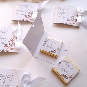 Personalized Wedding Chocolate Favors: Gold Foil, Elegant Cards