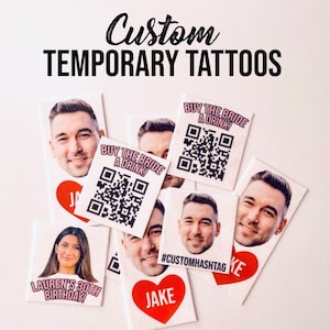 Custom Temporary Tattoos, Bachelorette Tattoos, Groom Face Tattoo, Bachelorette Party, Party Favors, Fake Tattoo, Tattoo For Her