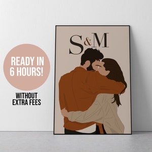 Couple Portrait, Custom Digital Portrait, Custom Faceless Portrait, Valentines Day Gift, Anniversary Gift, Couple Gift, Wedding Portrait