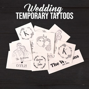 Custom Wedding Temporary Tattoos, Groom Face Tattoo, Bride Face Tattoo, Fake Tattoo, Wedding Favors, Couple Tattoo