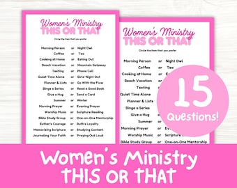 Women's Ministry Game This or That, Ladies Fellowship Faith Based Bible Game, Printable Trivia Activity for Church, PDF Download