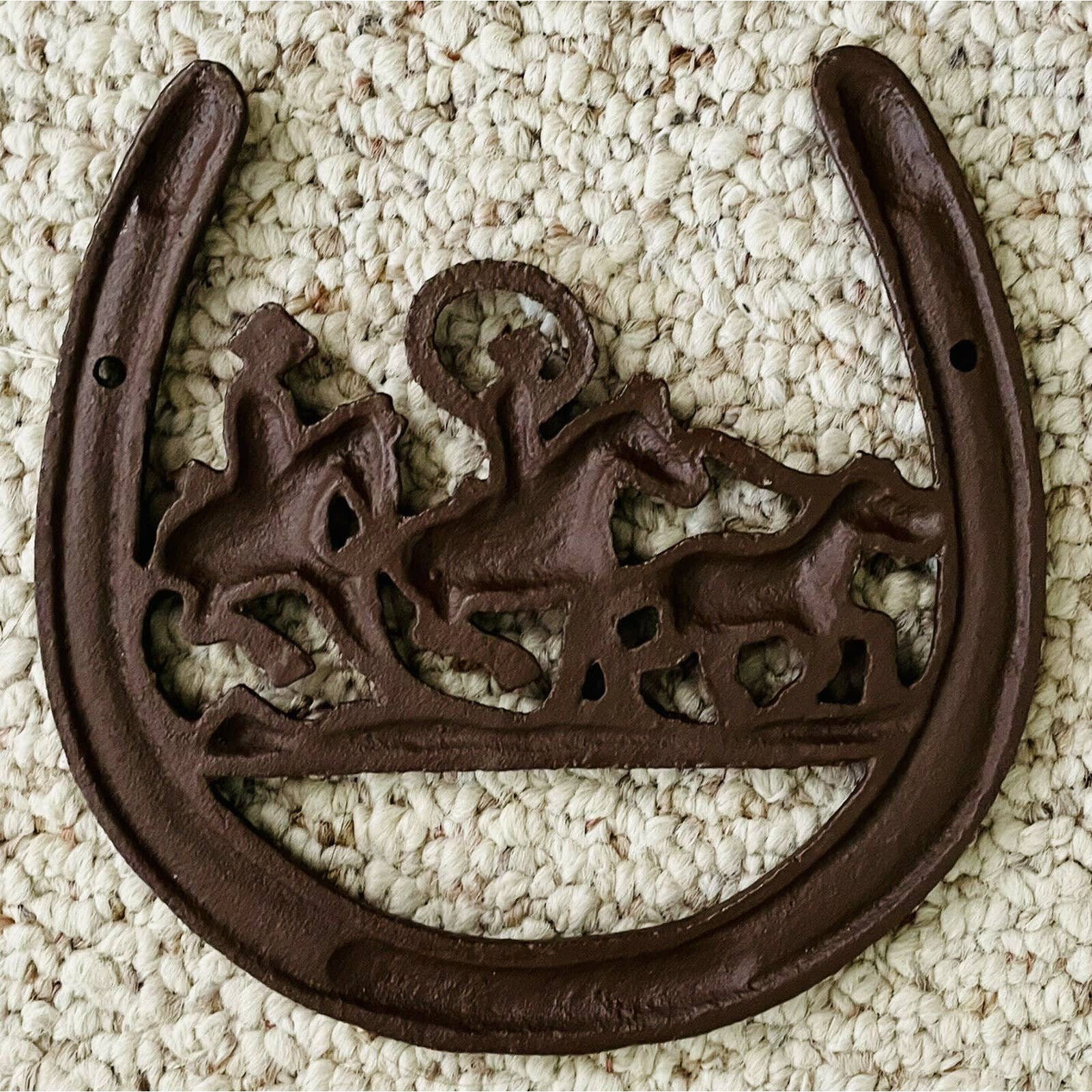 Cast Iron Horseshoe With Ropers Western Americana Decor Etsy UK