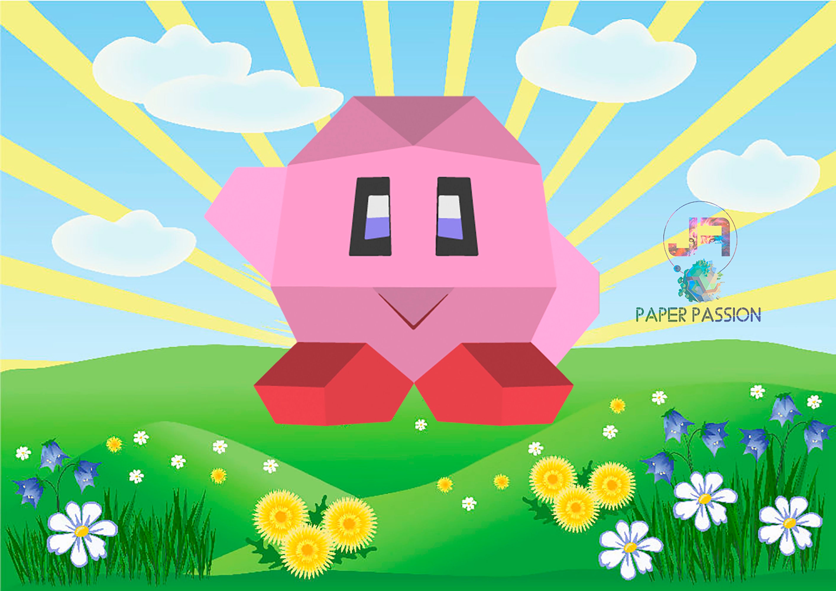 Kirby Papercraft Design PDF Template DIY 3D Model FanArt Etsy