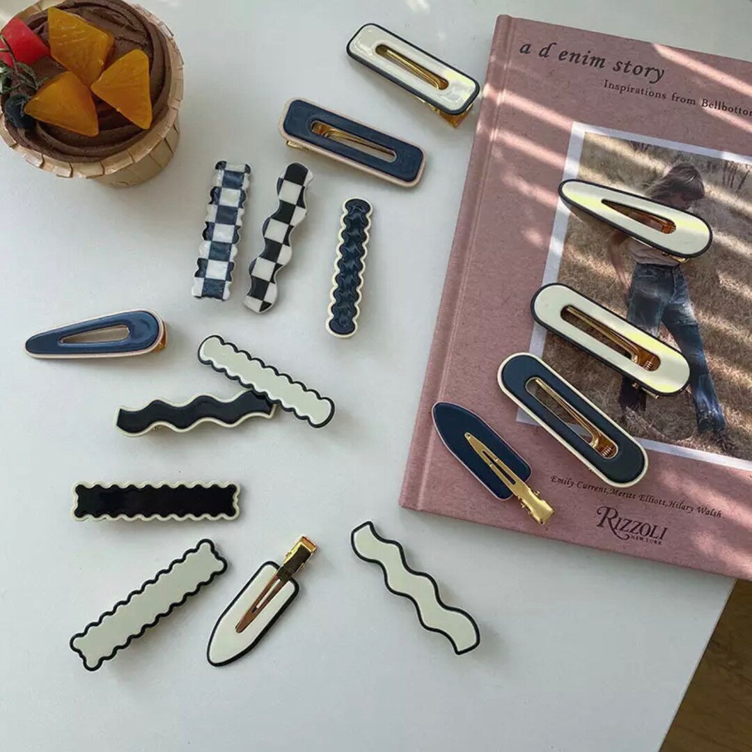 Black and Beige Hair Clips Etsy UK