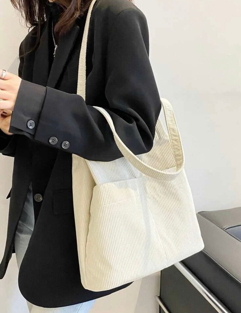Corduroy Tote Bag Womens Tote Bag Back to School Bag Etsy