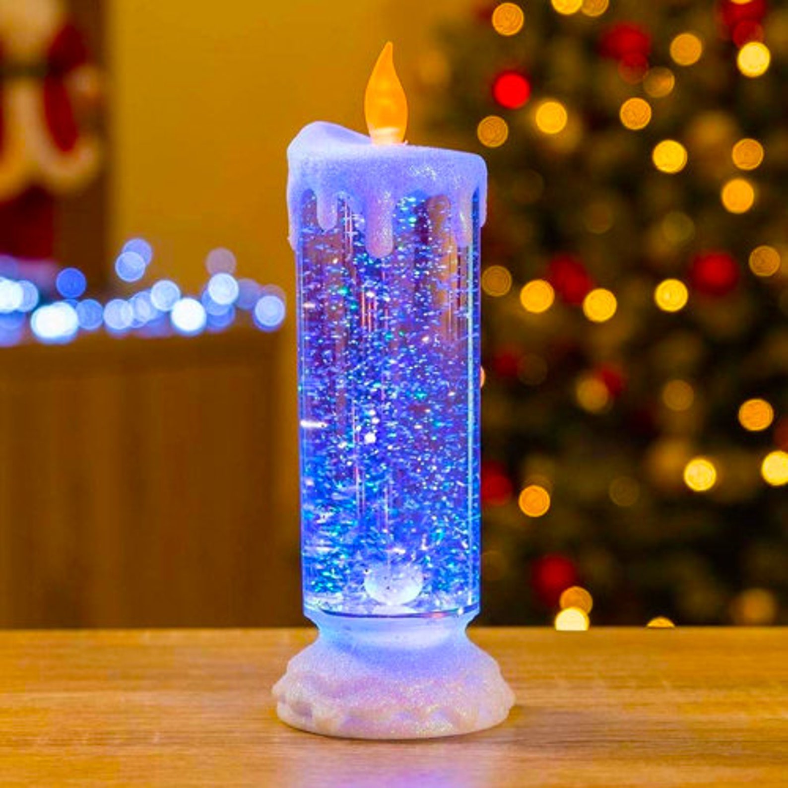 LED Romantic MultiColor Change Liquid Glitter Candle Water Etsy