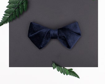 Navy Velvet Bow Tie for Men | Handmade Wedding Bowtie