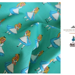 Premium Cotton Fabric Alice In Wonderland Print / Stylish Cottonvill Korean Fabric By Pre-cut 0.5 Half Yard