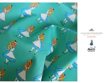 Tissu en coton Alice au pays des merveilles, imprimé coréen Cottonvill (un demi-mètre)