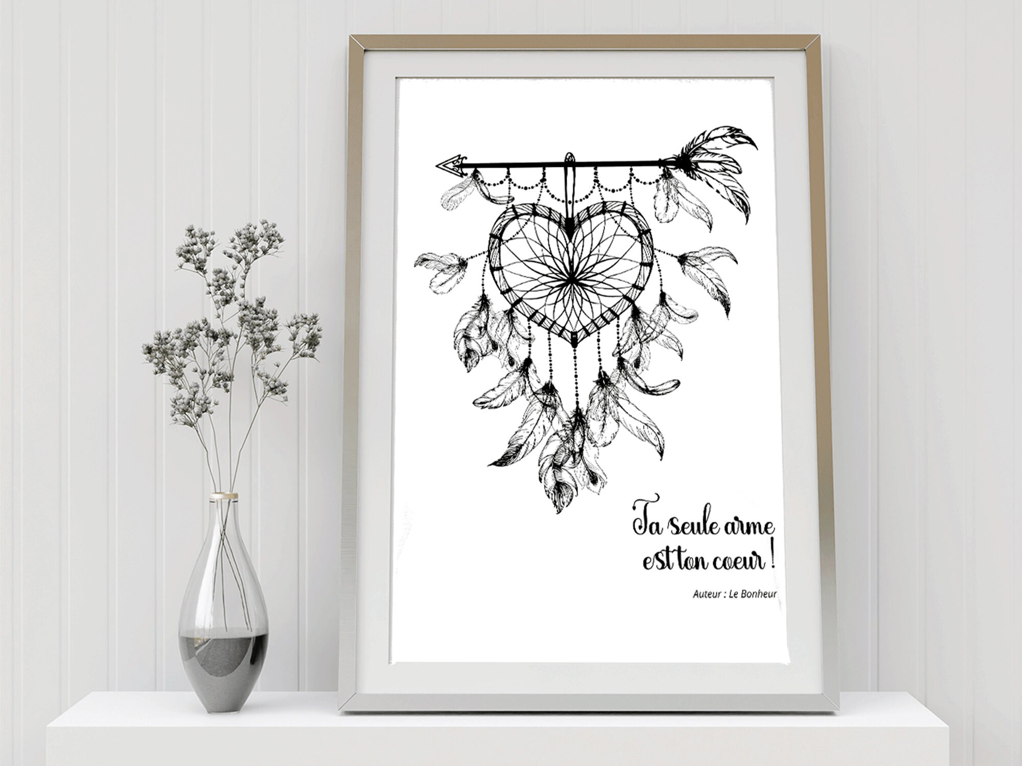 Magnifique Poster Positif avec Son Attrape Rêve en Forme de Coeur Ta Seule Arme Est Ton 