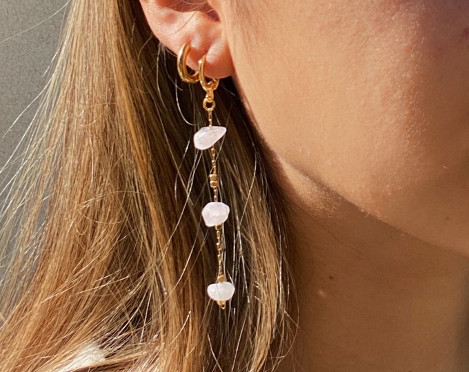 Colorful Elegant Lightweight 3 Tiered Rock with 14k Gold Played Mini HoopsHuggies