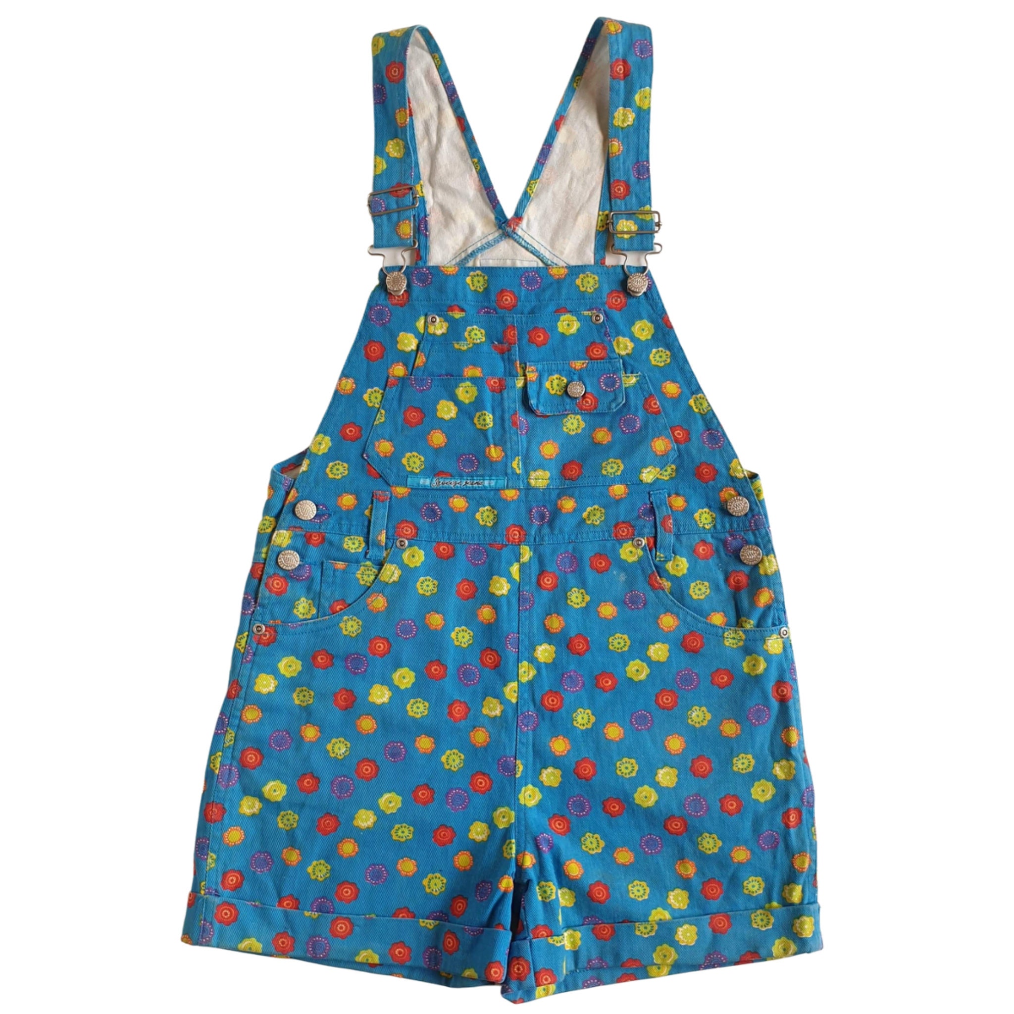 90s Teen Kids Blue Overalls Vintage Floral Daisy Print Teen Etsy
