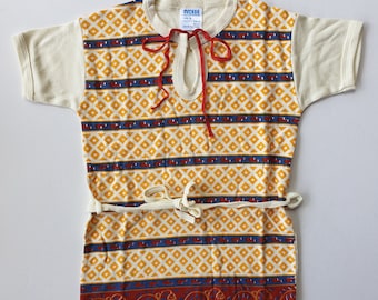 70s Deadstock Aztec Print Tunic Top/Dress - Unworn Cotton Vintage Shirt