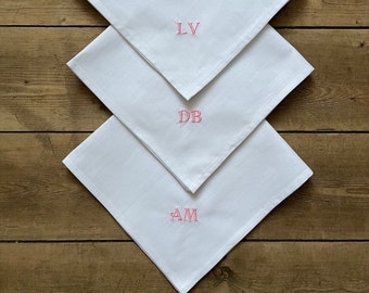 Personalised white handkerchiefs, White cotton handkerchief, Custom hanky, Memorable handkerchiefs,  Embroidered Handkerchiefs, Wedding gift