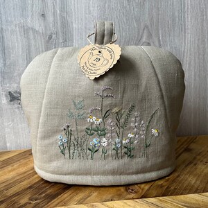 Tea cosy, Embroidered meadow flowers tea cozy, Large Tea cosy, New home gift idea, Large Teapot warmer, Christmas gift idea image 4