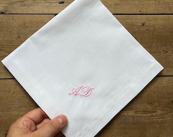 Customised embroidered cotton napkins, Personalise table wear, font 6