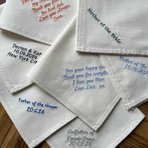 Ivory cotton handkerchief, Embroidered handkerchief, Personalised handkerchief, Custom hanky, Memorable handkerchief