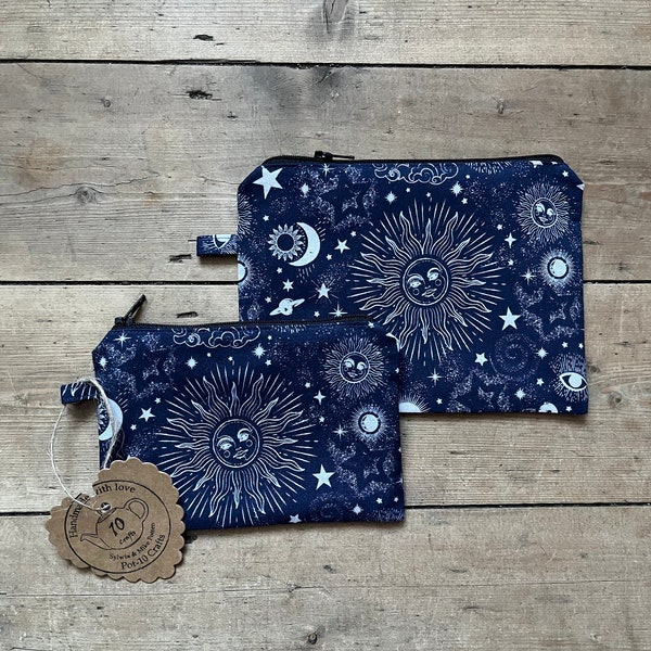 Sun and Moon purse, Constellation pouch, Accessories, Stars coin purse, Christmas gift idea, Gift idea, Small pouch