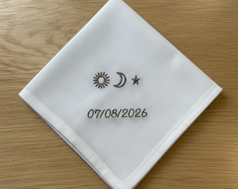 Celestial Personalised Pocket square - Embroidered Cotton Handkerchief