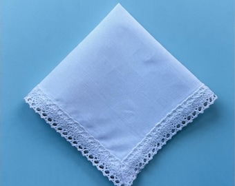 Elegant Cotton Handkerchief with Delicate Lace