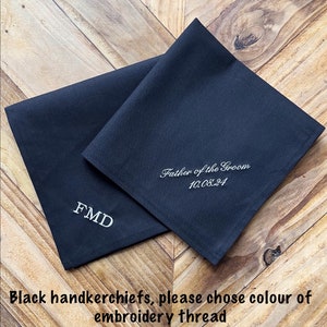 Black cotton handkerchiefs, Personalised handkerchief, Embroidered handkerchief, Custom hanky, Cotton handkerchief, Memorable handkerchief