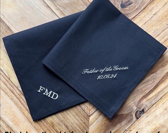 Black cotton handkerchiefs, Personalised handkerchief, Embroidered handkerchief, Custom hanky, Cotton handkerchief, Memorable handkerchief