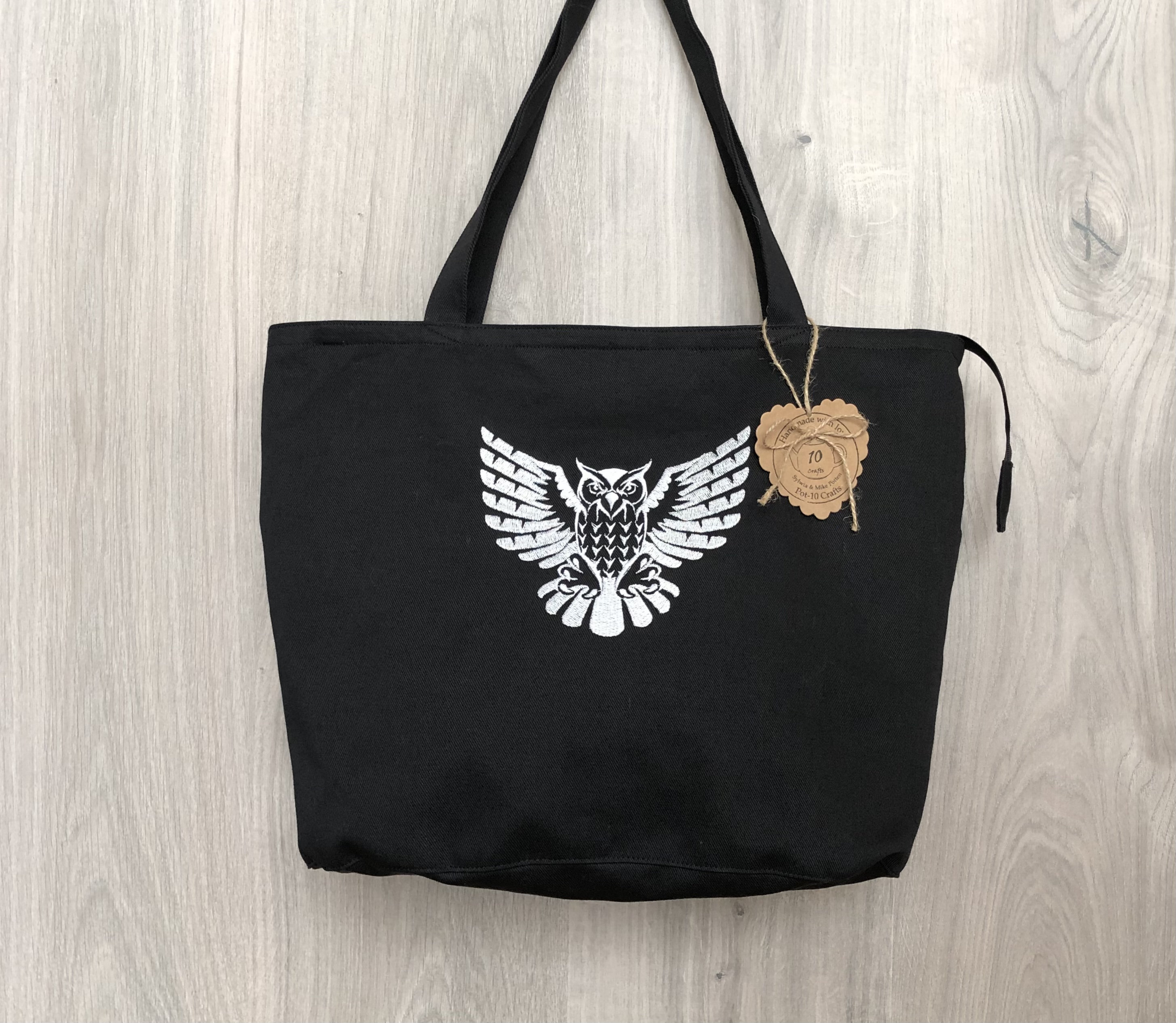 Zipper Closure Owl Tote Bag With Lots of Pockets Everyday Bag. Monochrome Owl Tote Bag Everyday Black Tote Bag Owl Gift Idea Etsy