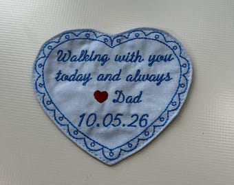 Personalised wedding blue patch - Sew on custom heart patch - Keepsake gift