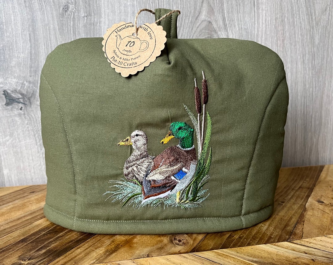 Tea Cosy, Embroidered Ducks Tea Cozy, Large Tea Cosy, New Home Gift