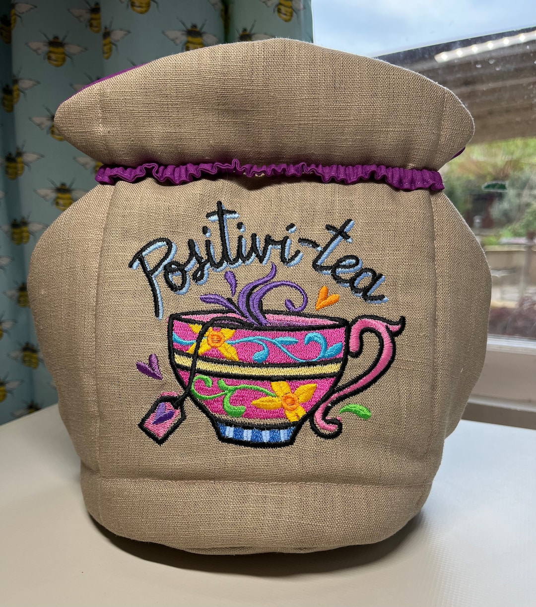 Tea Cosy, Embroidered Quilted Teapot Warmer, Large & Small Tea Cosy