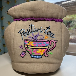ティー コージー、刺繍入りキルティング ティーポット ウォーマー、大小のティー コージー、新築祝いのギフト アイデア、ティーポット ウォーマー、ポジティブ ティー コージー