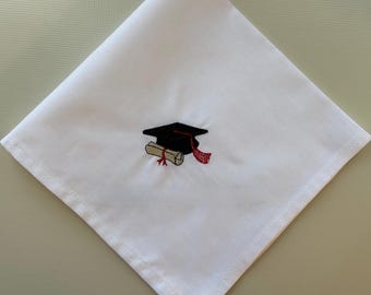 Graduation hat embroidered cotton handkerchief