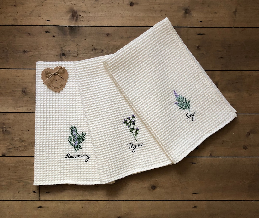 Herbs Tea Towels, Sage, Parsley, Rosemary, Basil, Thyme, Oregano Tea