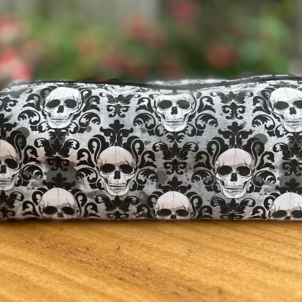 Skull pencil case, Skull pouch, Accessories, Gothic pencil case, Christmas gift idea, Gift idea, Gothic gift