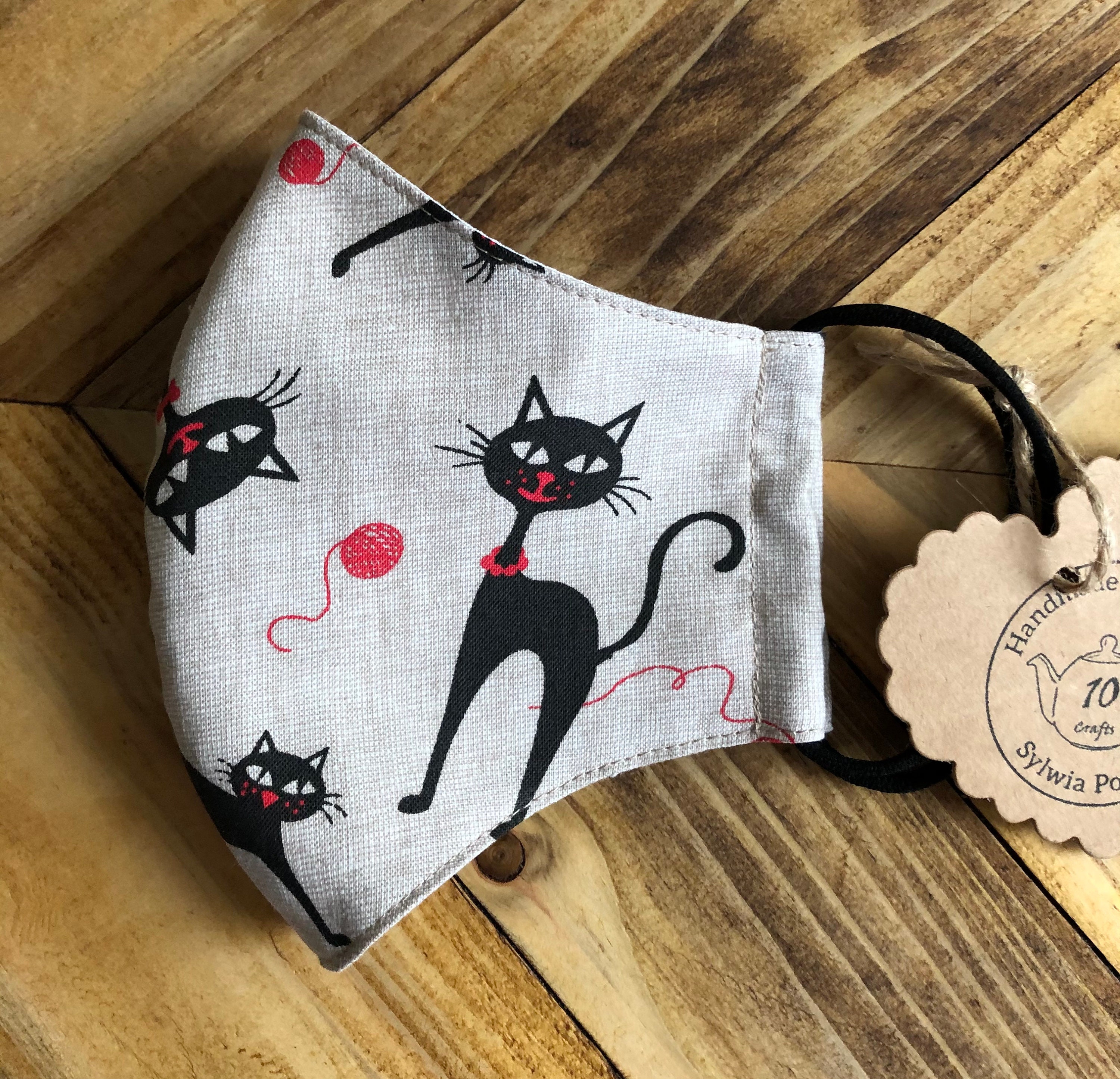 Cat Pattern Cotton Face Mask. Etsy UK