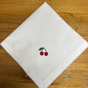 Embroidered napkins, Cherry napkins, Cherry table wear, Cherry embroidered napkins, Cherries gift idea, Embroidered Cherries table wear