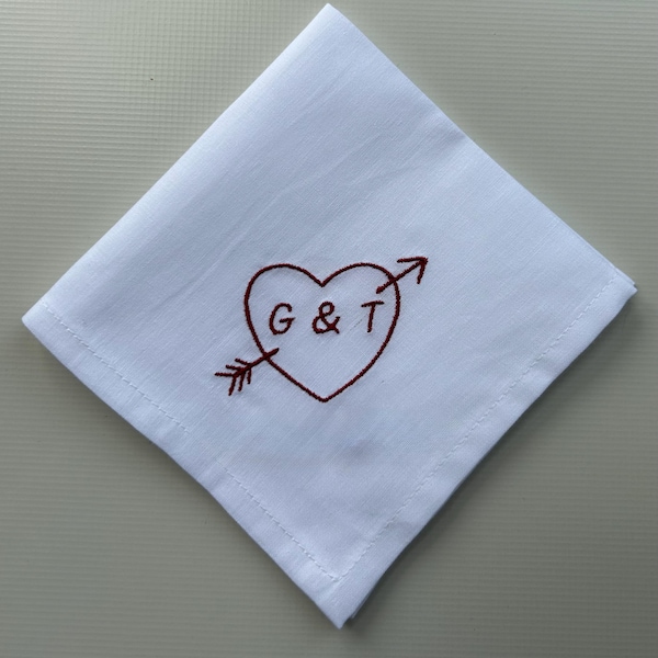 Heart Personalised Handkerchief - Keepsake Gift - Pocket Square 10 inch