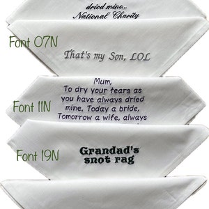 Black cotton handkerchiefs, Personalised handkerchief, Embroidered handkerchief, Custom hanky, Cotton handkerchief, Memorable handkerchief image 2