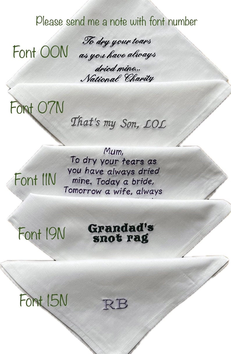 Black cotton handkerchiefs, Personalised handkerchief, Embroidered handkerchief, Custom hanky, Cotton handkerchief, Memorable handkerchief image 2