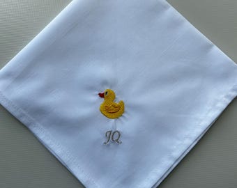 Rubber duck custom embroidered cotton handkerchief