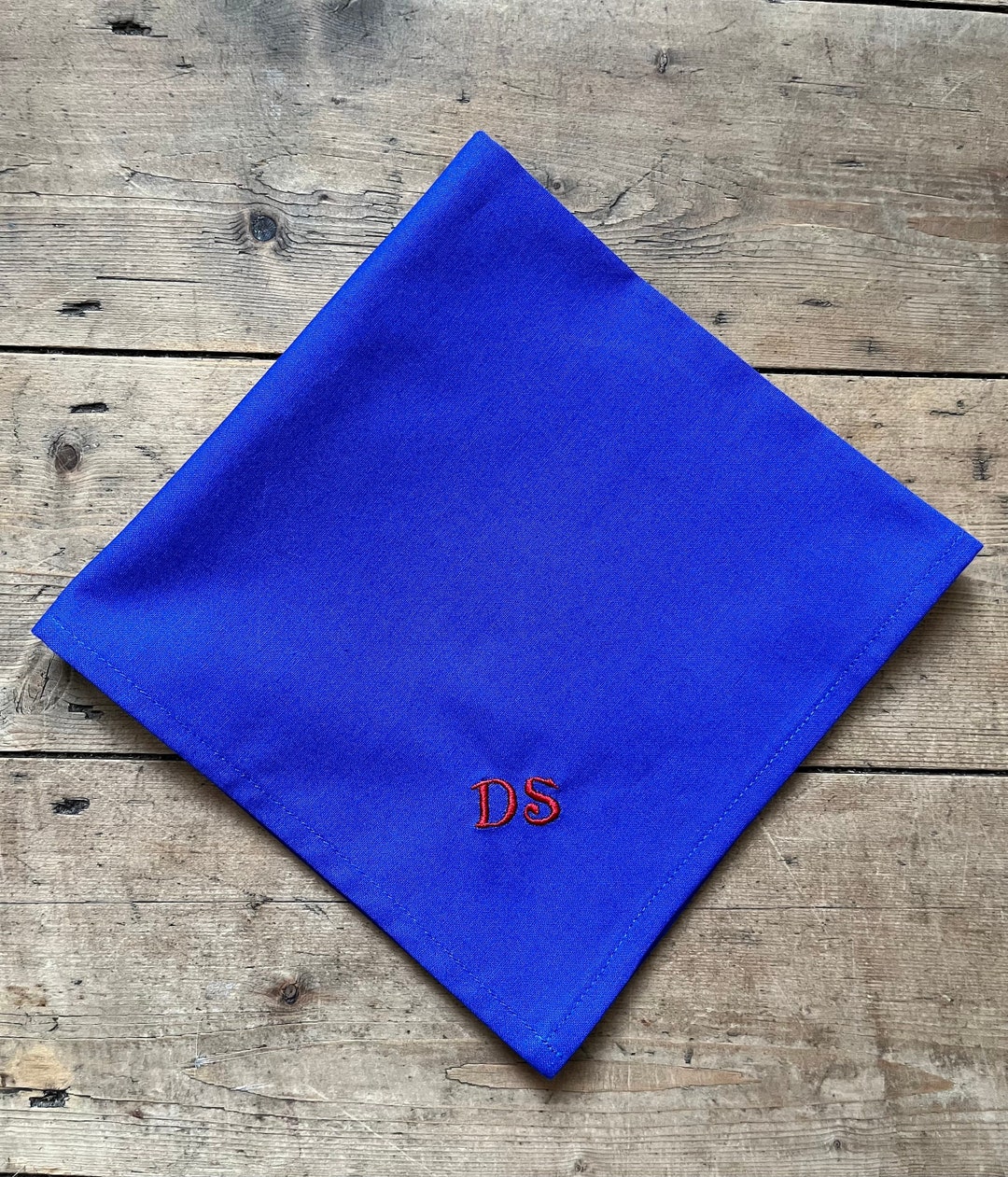 Royal Blue Handkerchief, Personalised Handkerchiefs, Monogrammed