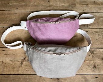 Waist bag, Linen Hip bag, Bum bag, Shoulder bag. Fanny Pack, Fanny Pack size plus, Gift idea