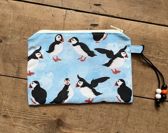 Puffin purse, Puffins zip pouch, Accessories, Puffins coin purse, Christmas gift idea, Gift idea, Small pouch, Medium pouch