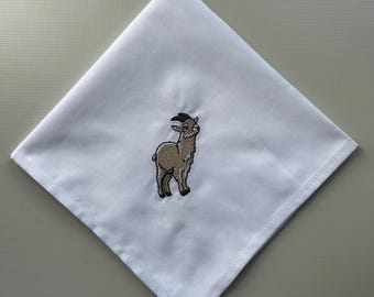 Pygmy goat embroidered cotton Handkerchief