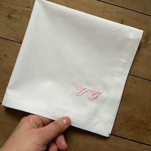 Serviettes en coton personnalisées, serviettes brodées pour mariage, serviettes à monogramme, serviettes pour événements personnalisées, horizontal, 34 cm x 34 cm