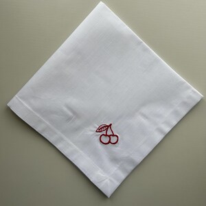 Embroidered napkins, Cherry napkins, Cherry table wear, Cherry embroidered napkins, Cherries gift idea, Embroidered Cherries table wear