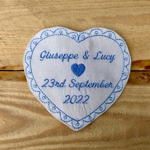 Customise Heart Patch, Newborn Baby Gift, Something Blue for Bride, Customise Memorable Heart. Customise Gift Idea.